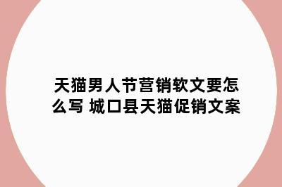 天猫男人节营销软文要怎么写 城口县天猫促销文案